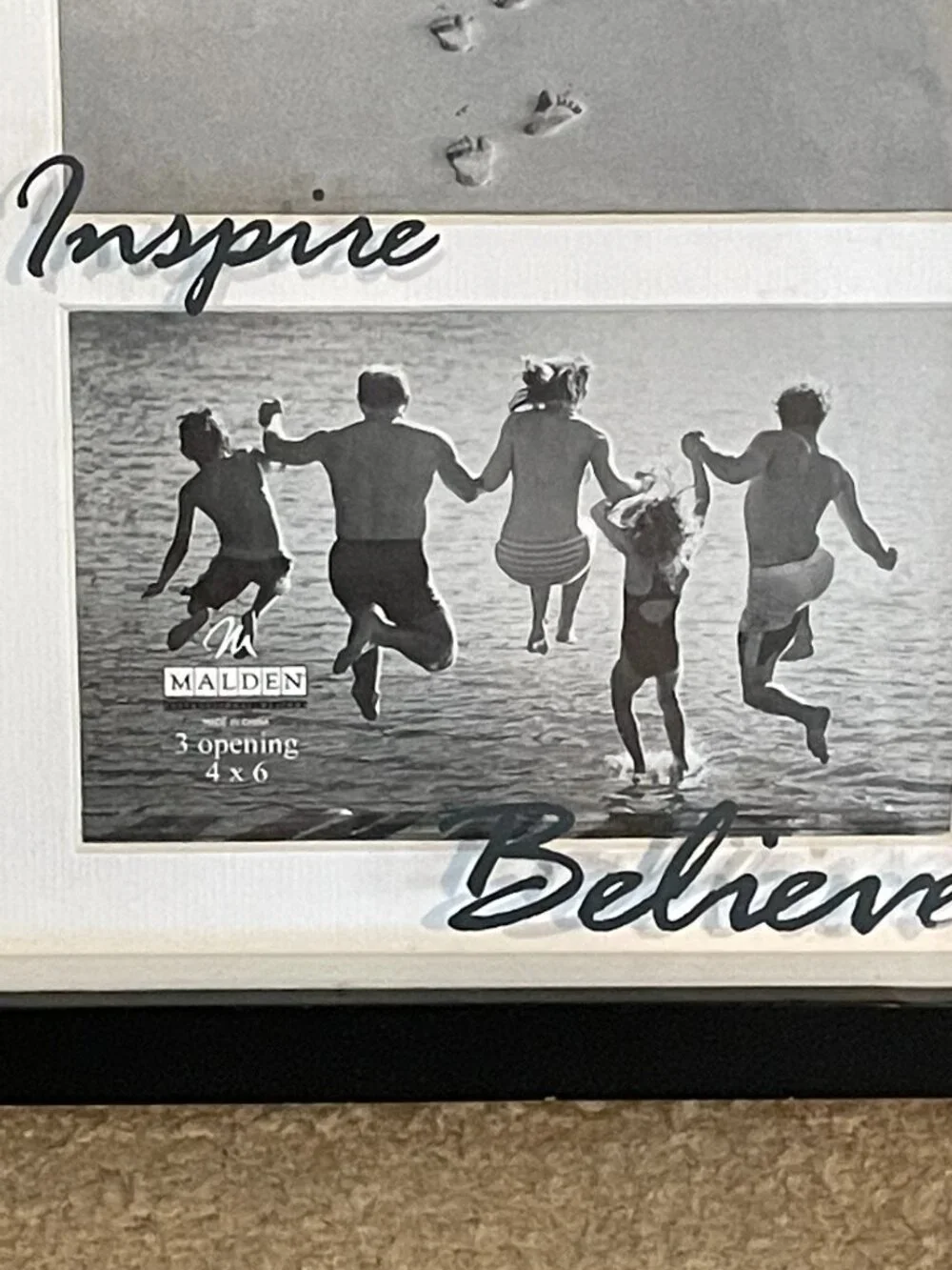 NWT Dream Inspire Believe Frame MALDEN Holds 3 4 x 6 pictures